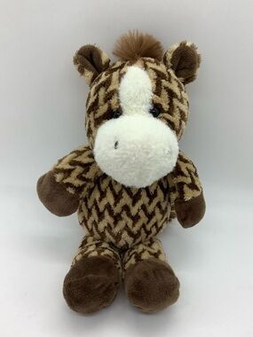 Kellytoy Brown Tan Chevron Patterned Plush Horse Stuffed Animal Toy
